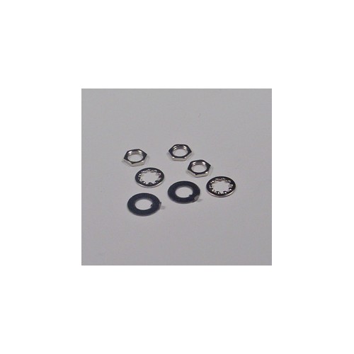 CONJUNTO DE 2 TUERCAS + 1 ARANDELA PLANA + 1 ARANDELA CON DENTADO INTERNO