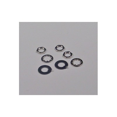 CONJUNTO DE 2 TUERCAS + 1 ARANDELA PLANA + 1 ARANDELA CON DENTADO INTERNO