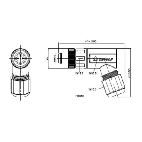 DEGSON CONECTOR MACHO ACODADO M8