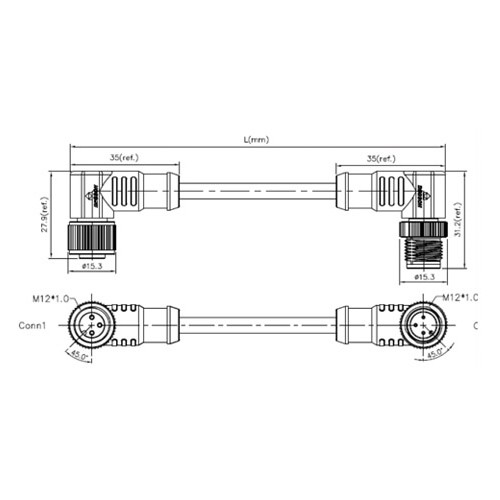 DEGSON CONECTOR HEMBRA ACODADO M12