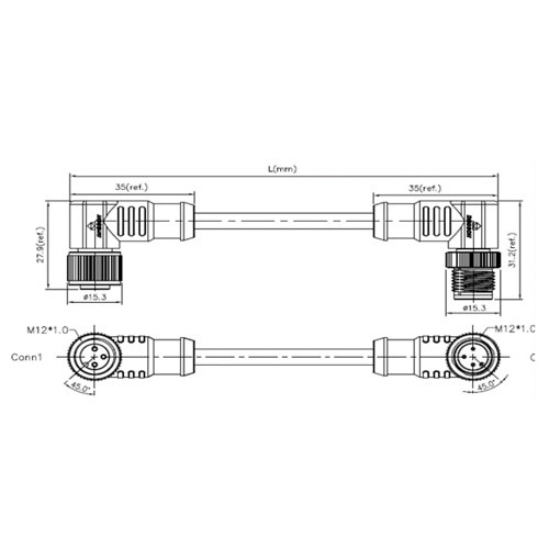 DEGSON CONECTOR HEMBRA ACODADO M8