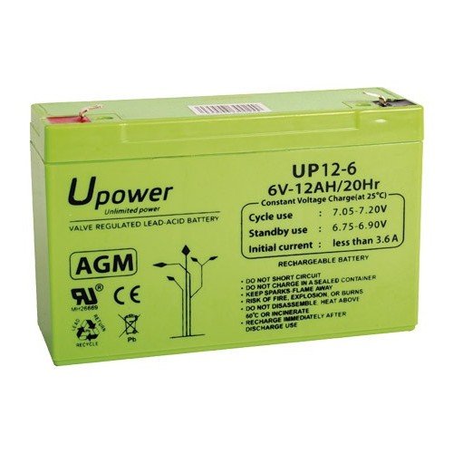 UPOWER BATERÍA DE PLOMO-ÁCIDO AGM MONOBLOCK CON VÁLVULA REGULADORA