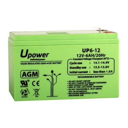 UPOWER BATERÍA DE PLOMO-ÁCIDO AGM MONOBLOCK CON VÁLVULA REGULADORA
