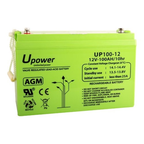 UPOWER BATERÍA DE PLOMO-ÁCIDO AGM MONOBLOCK CON VÁLVULA REGULADORA